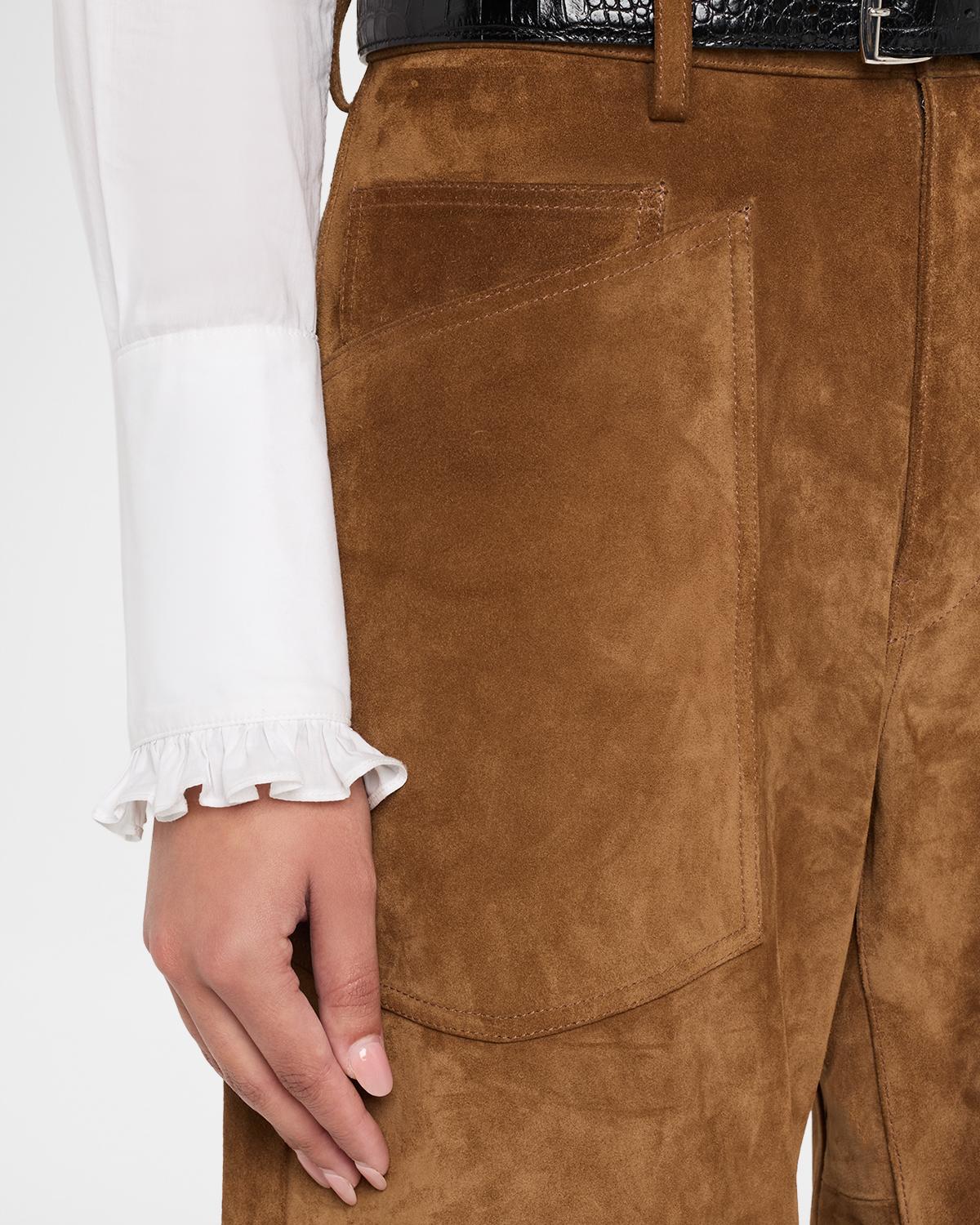 Shon Barrel-Leg Suede Pants - thumbnail 5