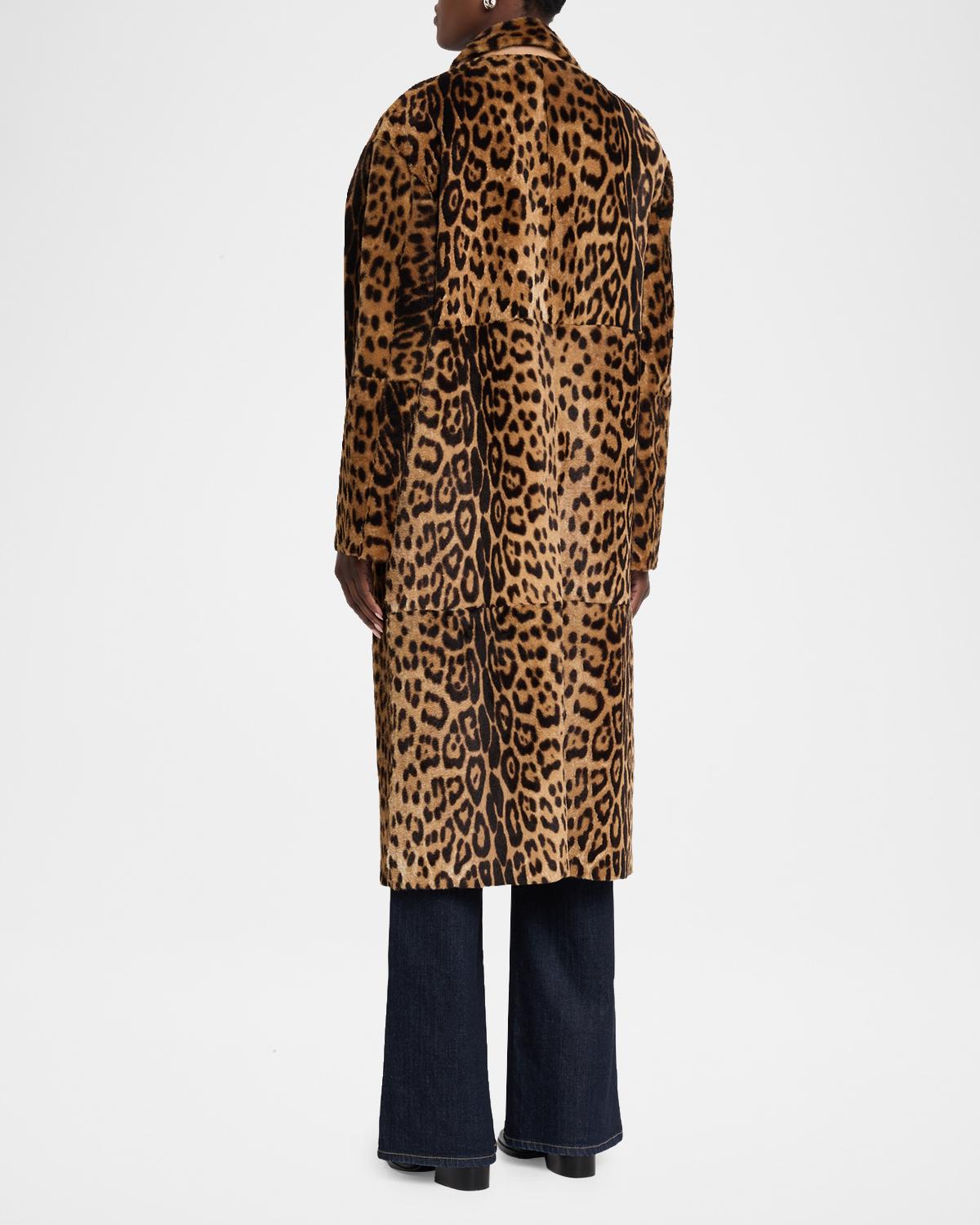Davelle Leopard-Print Lamb Shearling Coat - thumbnail 3