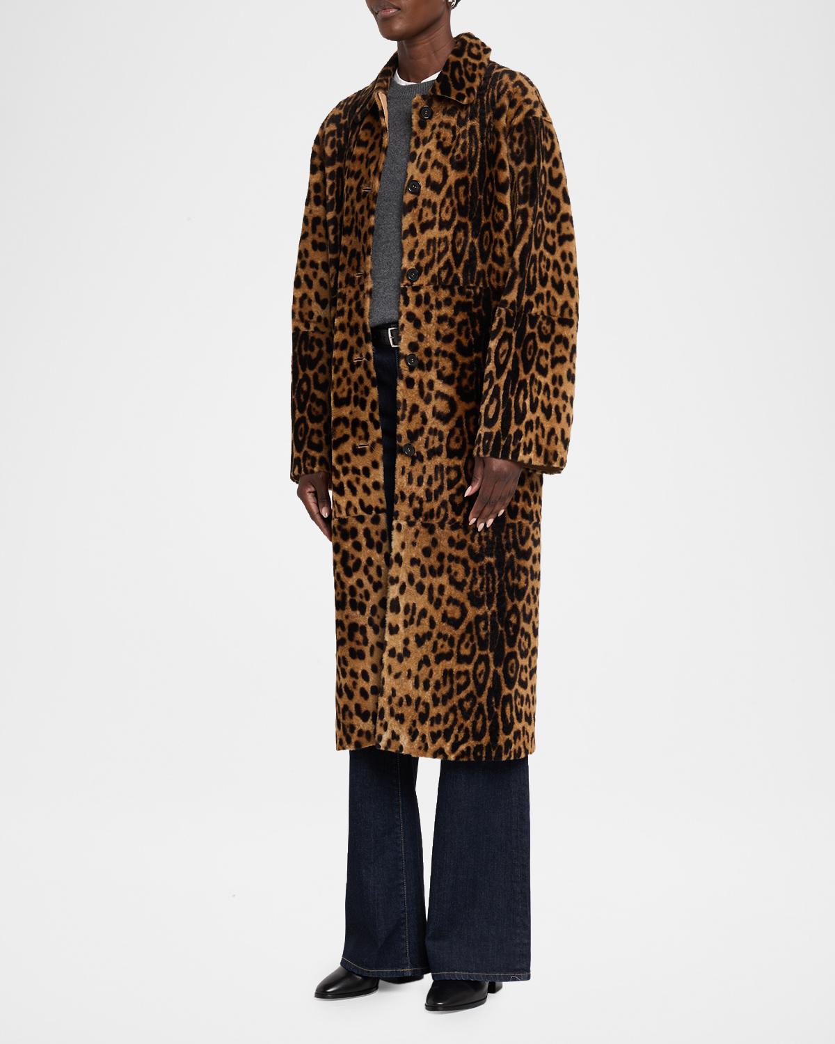 Davelle Leopard-Print Lamb Shearling Coat - thumbnail 4