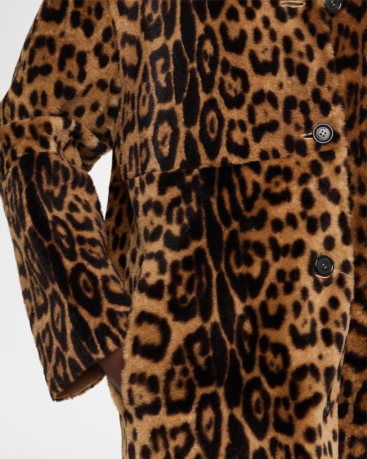 Davelle Leopard-Print Lamb Shearling Coat - thumbnail 5