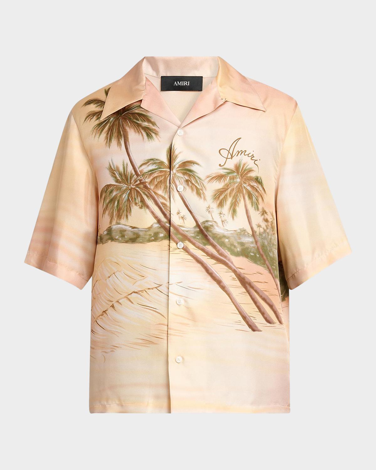 Amiri Palms Printed Silk Camp Shirt | Neiman Marcus
