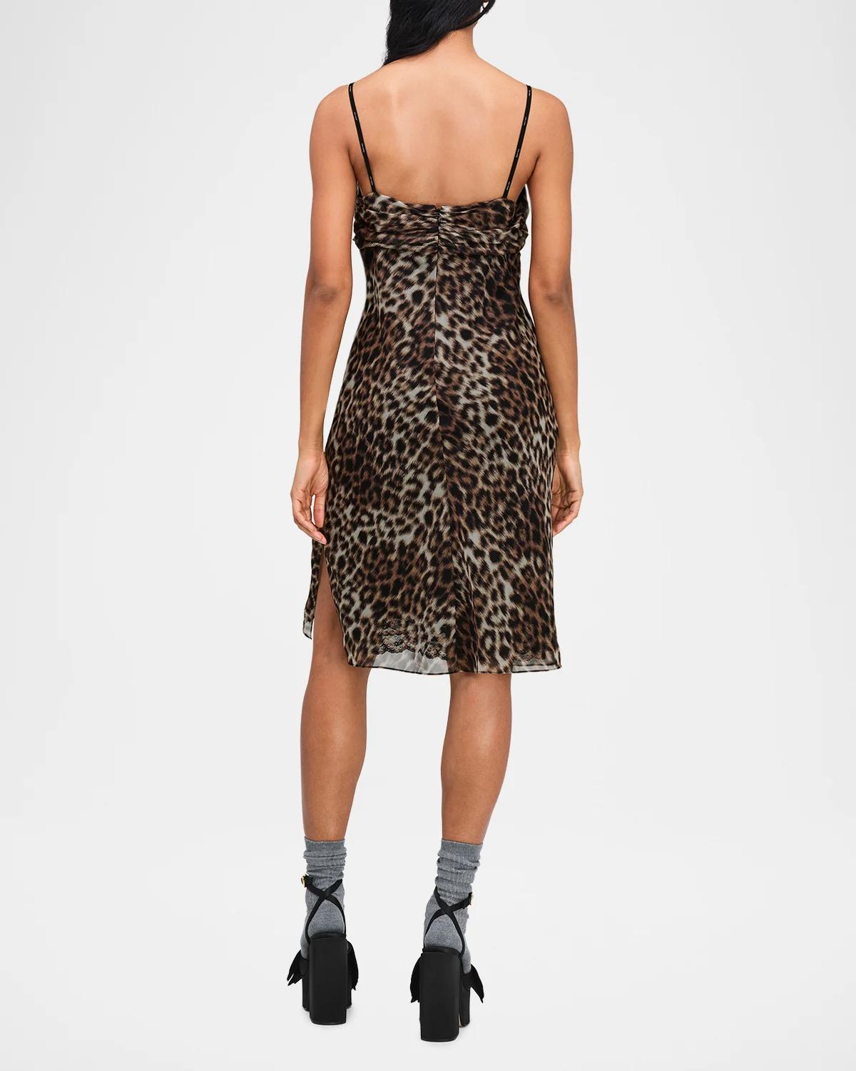 Leopard-Print Logo Bow Mini Slip Dress - thumbnail 3