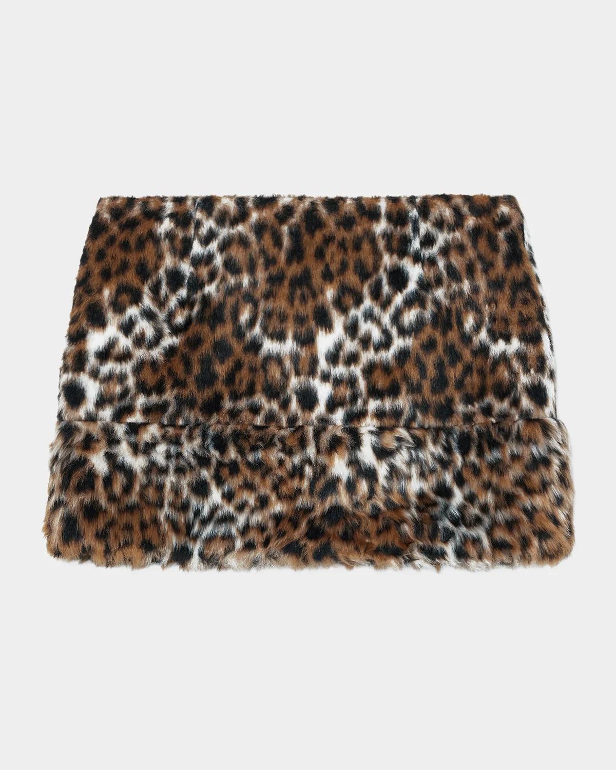 Faux Fur Leopard Mini Skirt - thumbnail 5