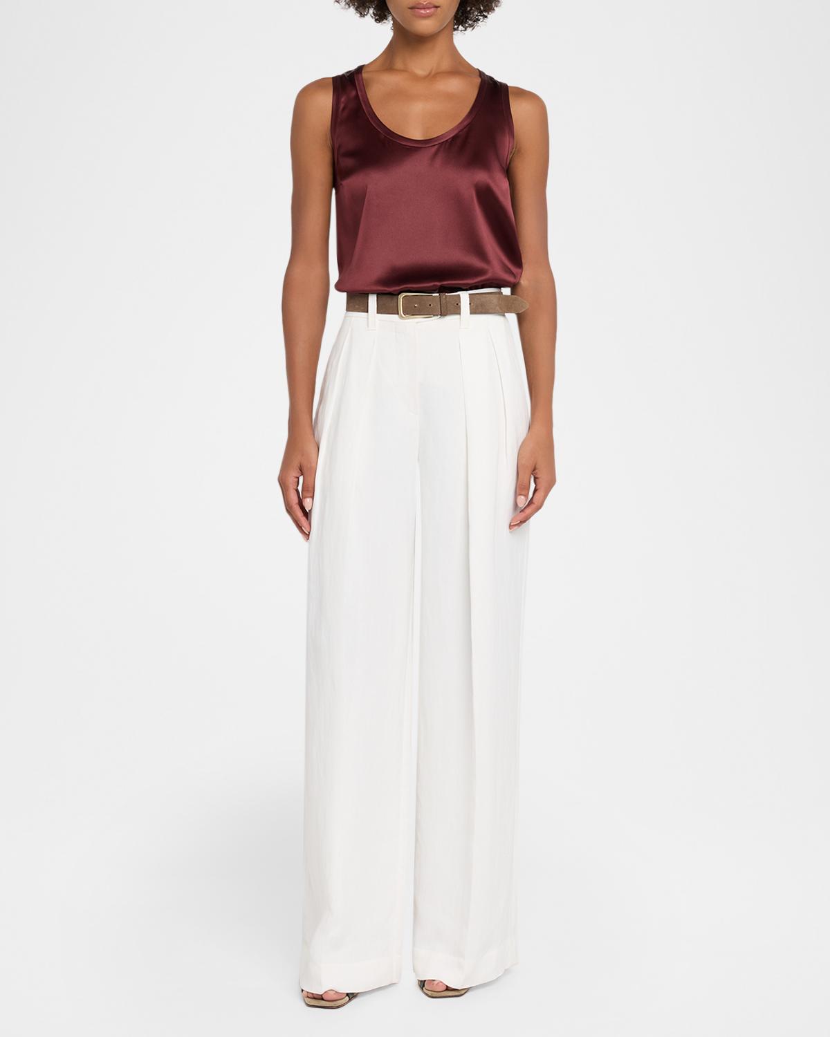 Scoop-Neck Sleeveless Satin Blouse - thumbnail 2