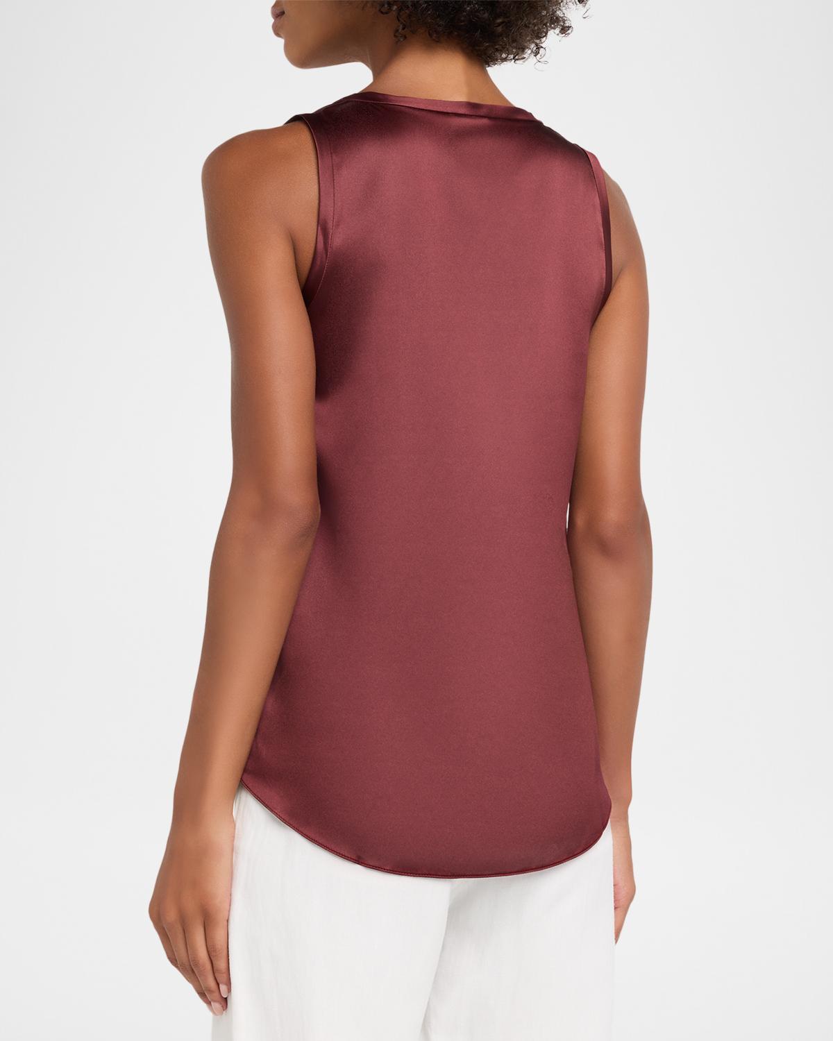 Scoop-Neck Sleeveless Satin Blouse - thumbnail 3