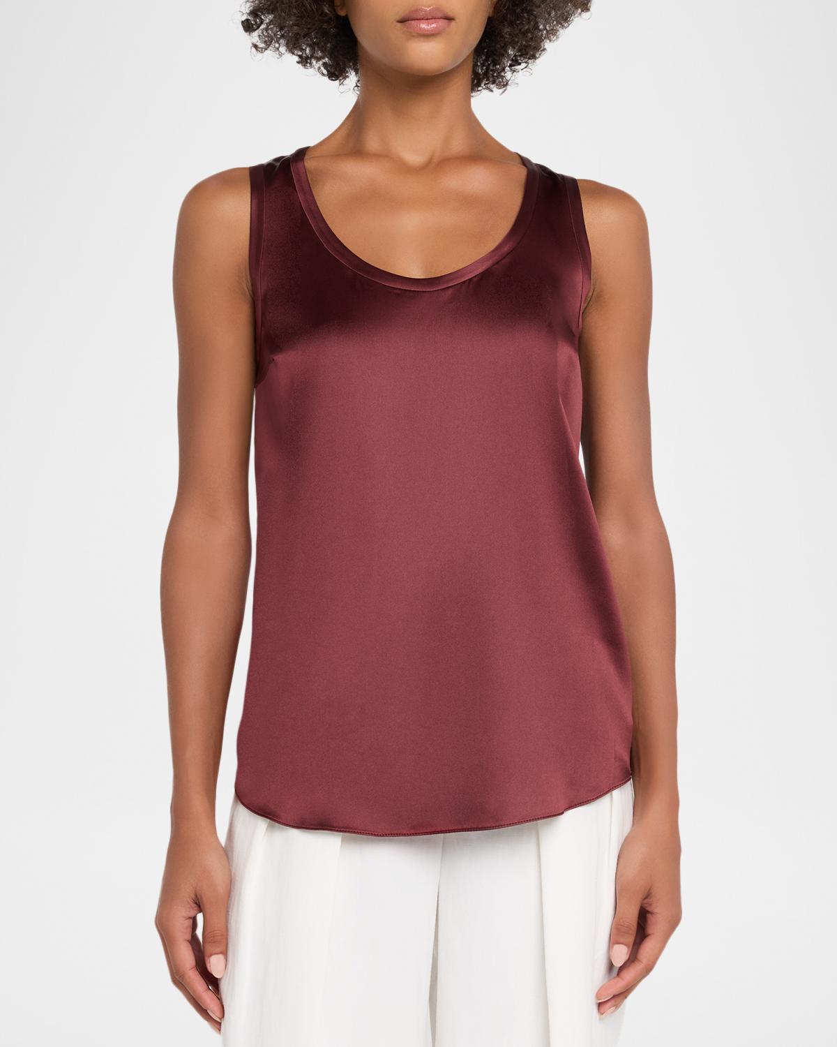 Scoop-Neck Sleeveless Satin Blouse - thumbnail 4