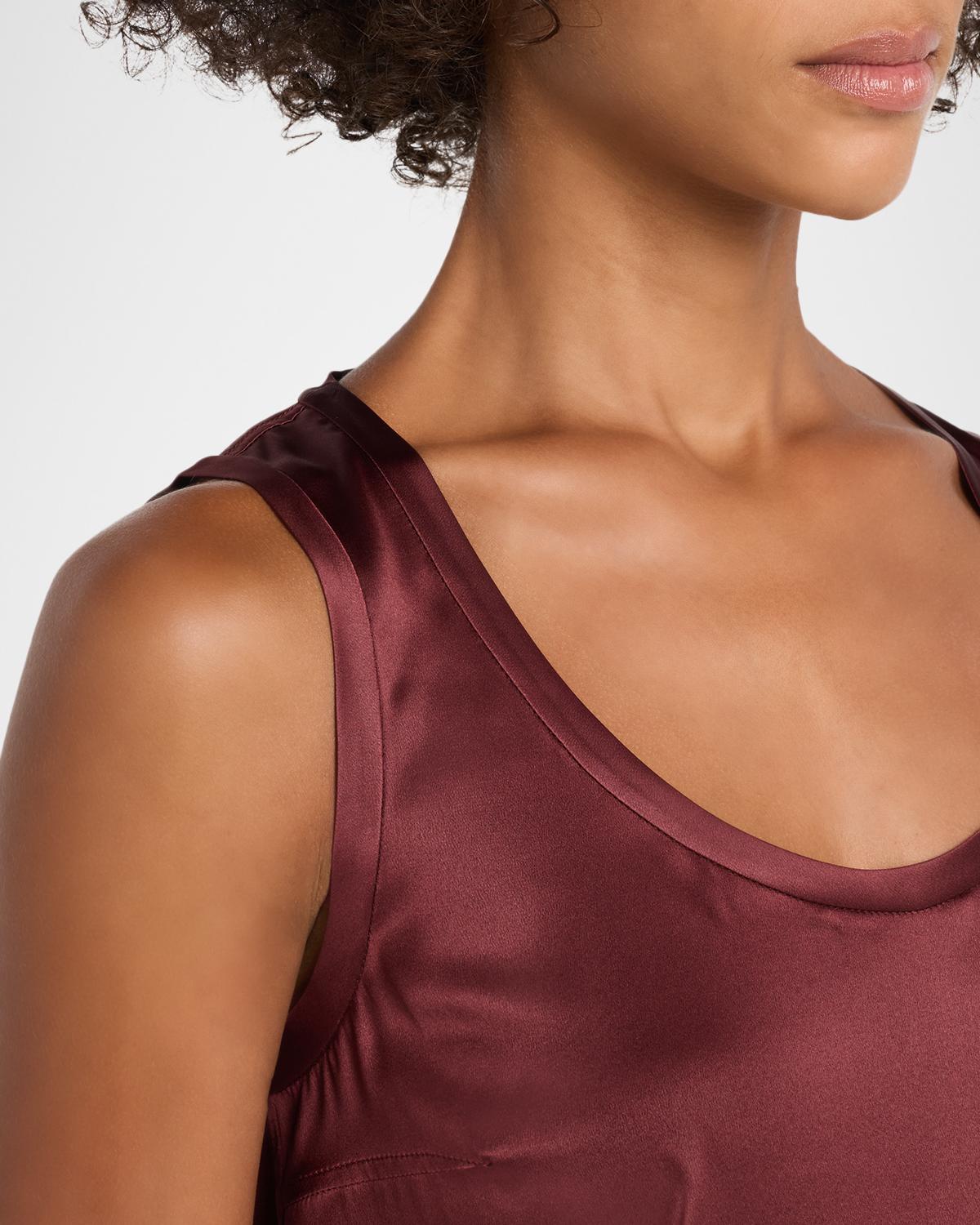 Scoop-Neck Sleeveless Satin Blouse - thumbnail 5