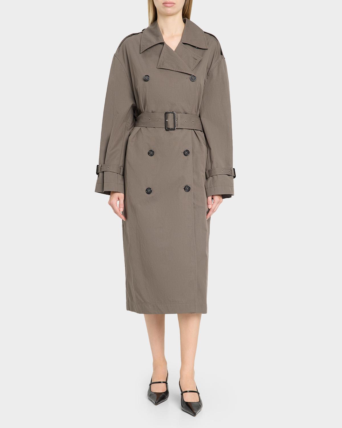 Crisp Cotton Belted Summer Trench Coat - thumbnail 2