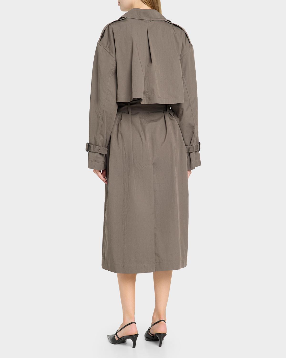 Crisp Cotton Belted Summer Trench Coat - thumbnail 3