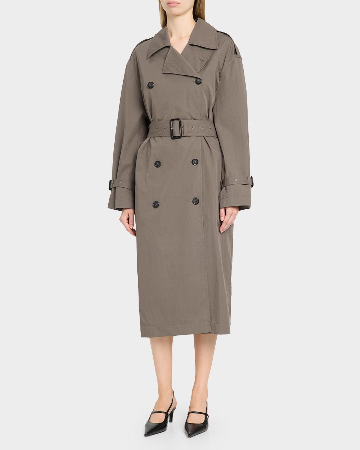 Crisp Cotton Belted Summer Trench Coat - thumbnail 4