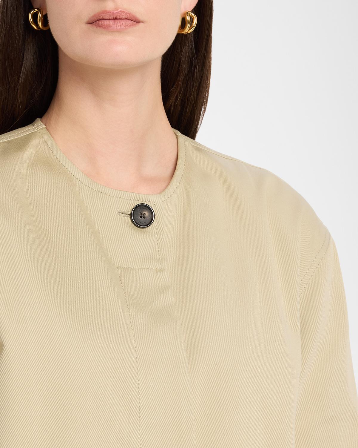 Single-Breasted Cotton Twill Collarless Jacket - thumbnail 5