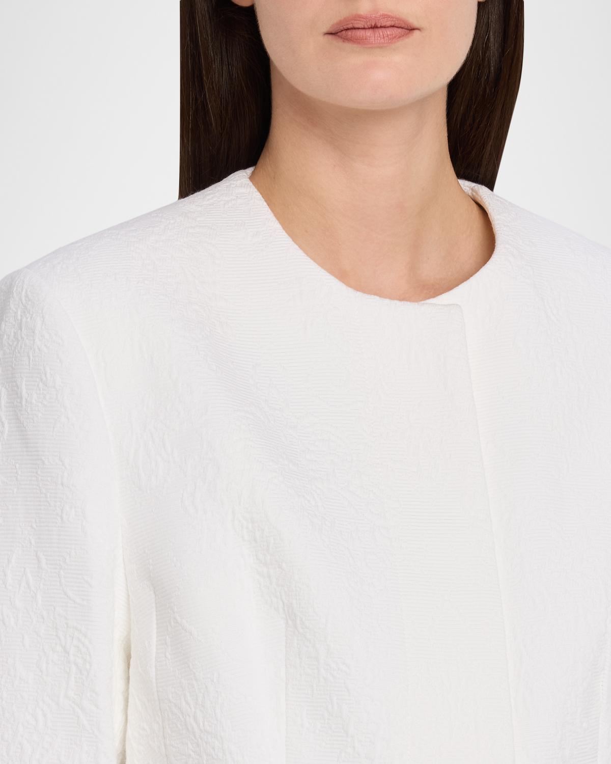 Single-Breasted Cotton Jacquard Collarless Jacket - thumbnail 5