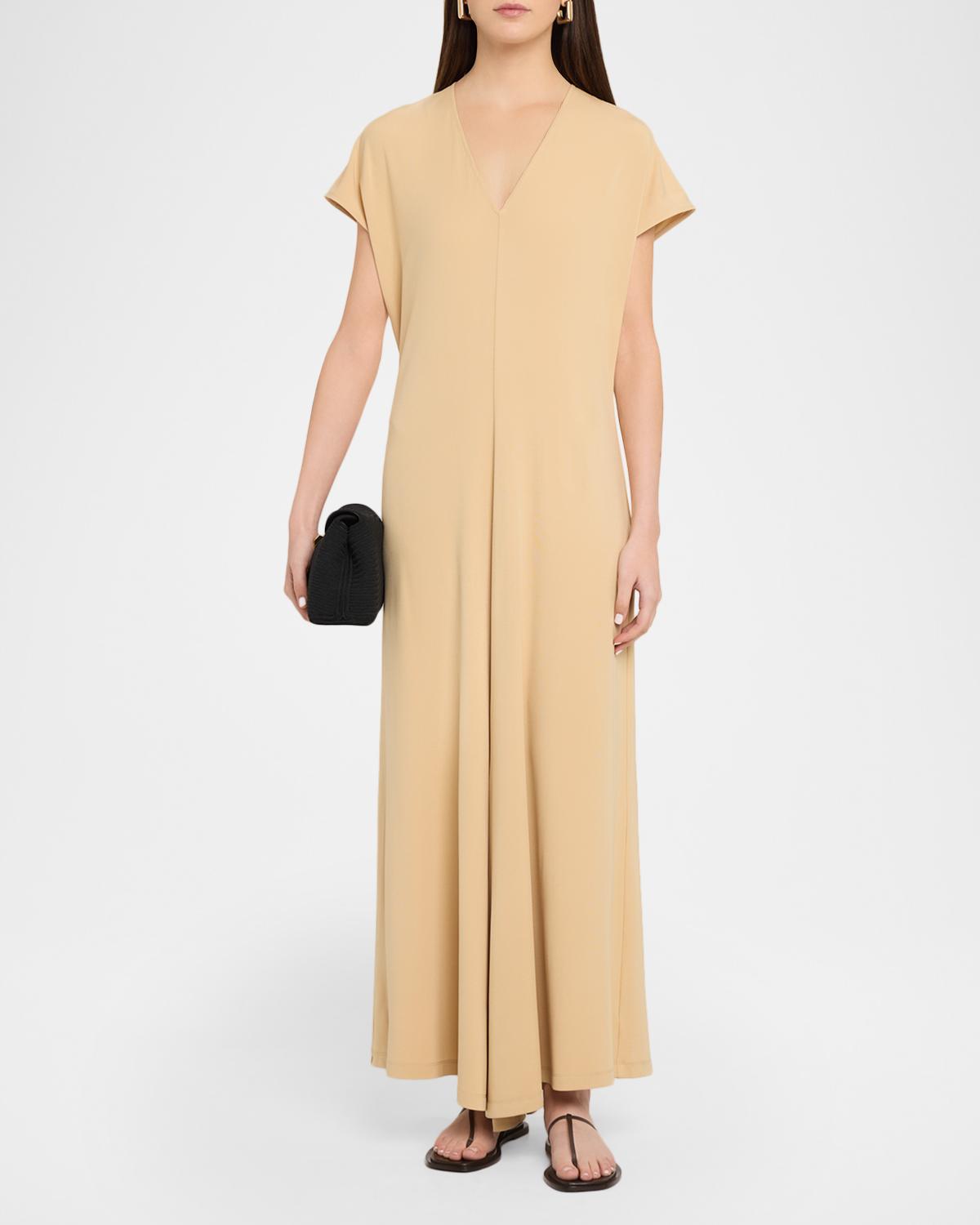 V-Neck Maxi Jersey Dress - thumbnail 2