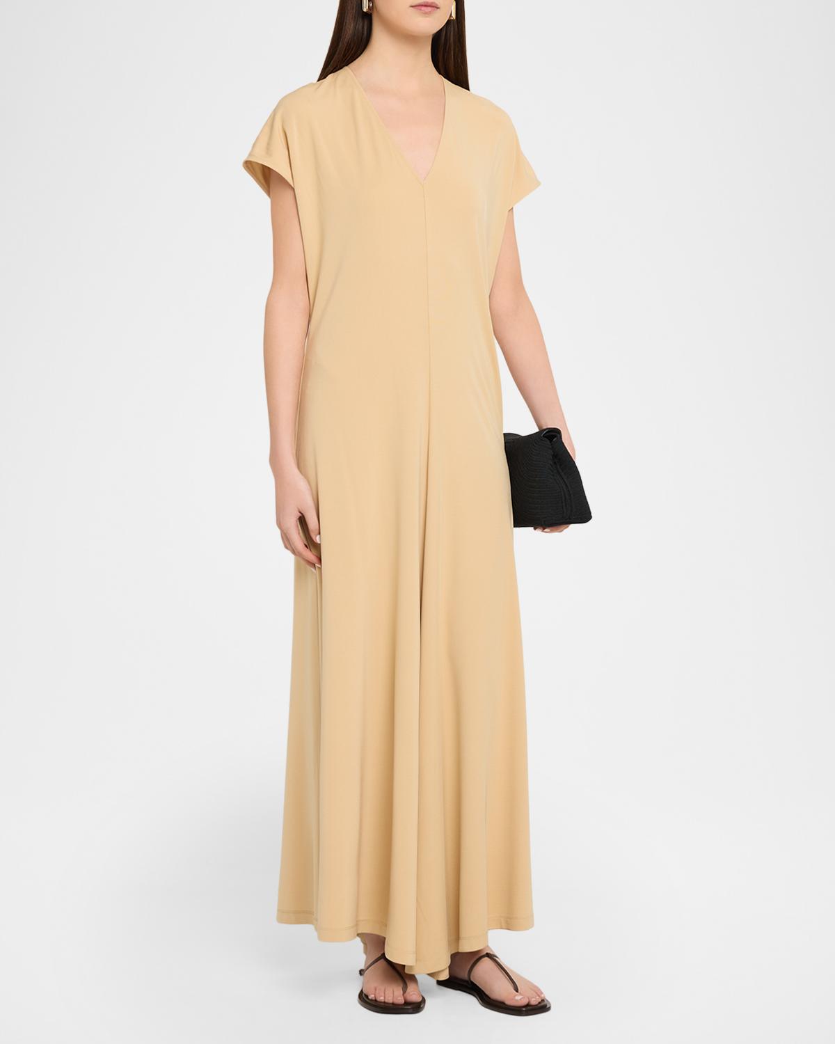 V-Neck Maxi Jersey Dress - thumbnail 4