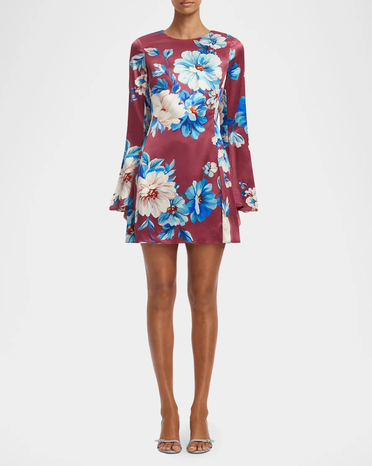 Suzanne Flare-Sleeve Floral Mini Dress - thumbnail 3