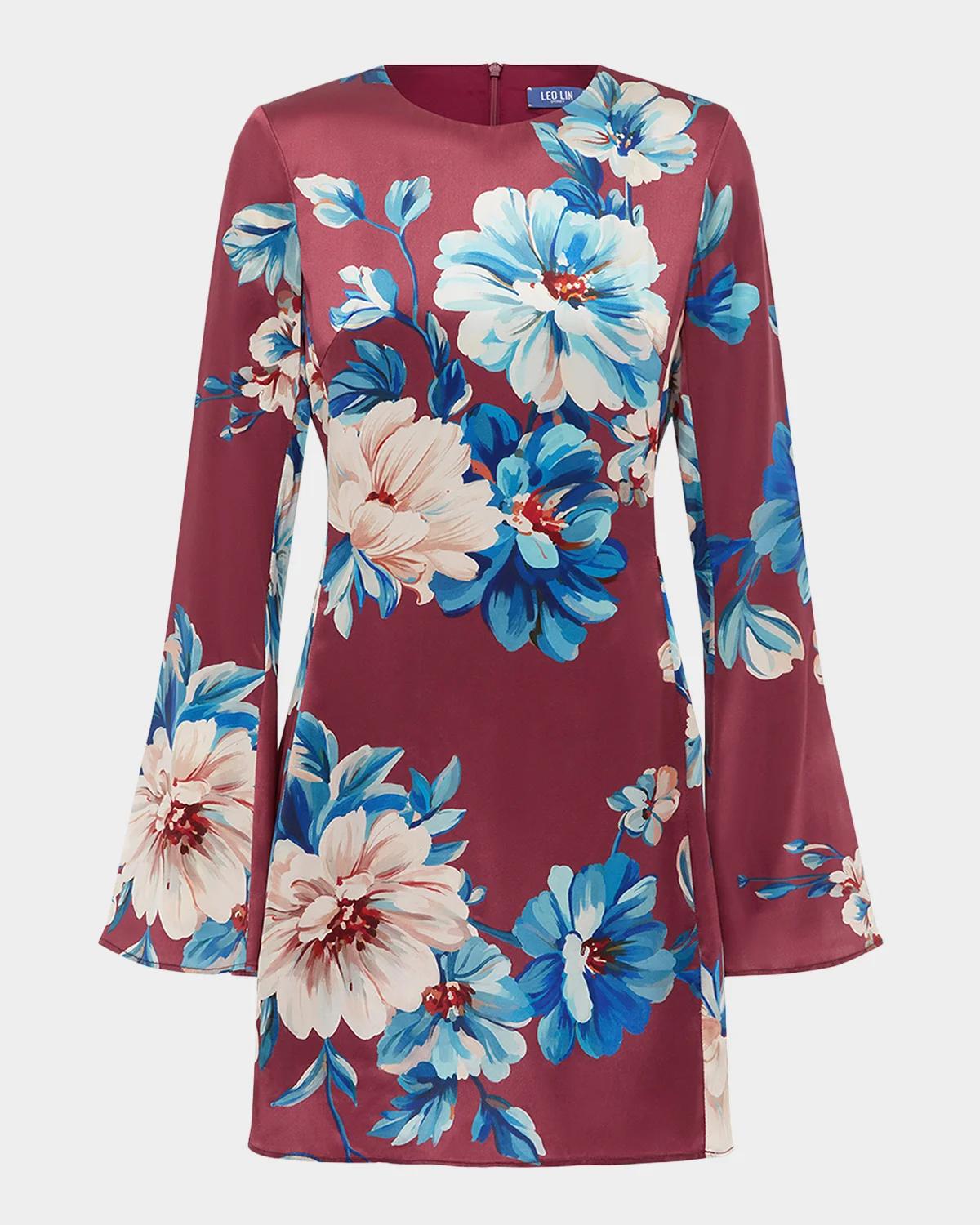 Suzanne Flare-Sleeve Floral Mini Dress