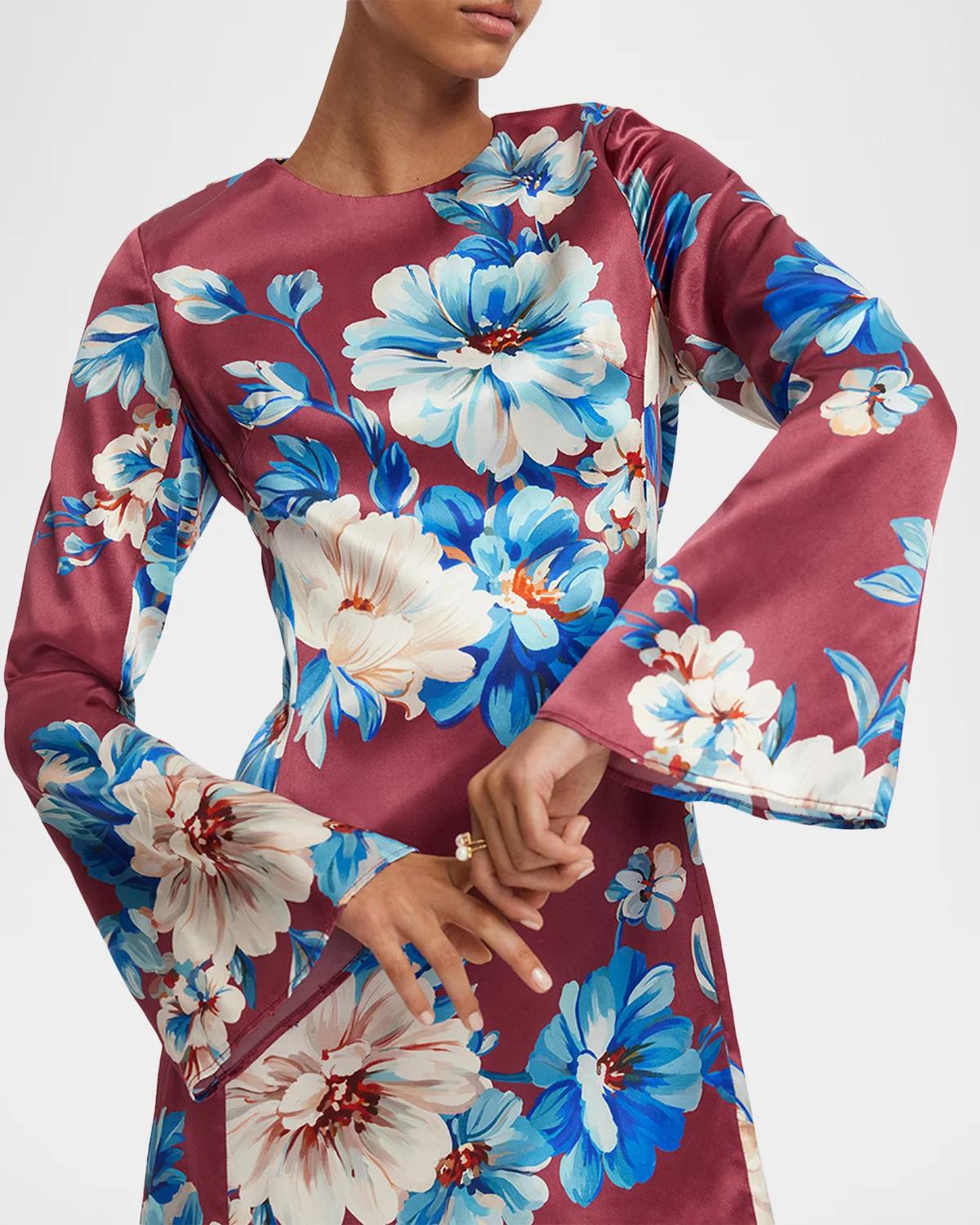 Suzanne Flare-Sleeve Floral Mini Dress - thumbnail 5
