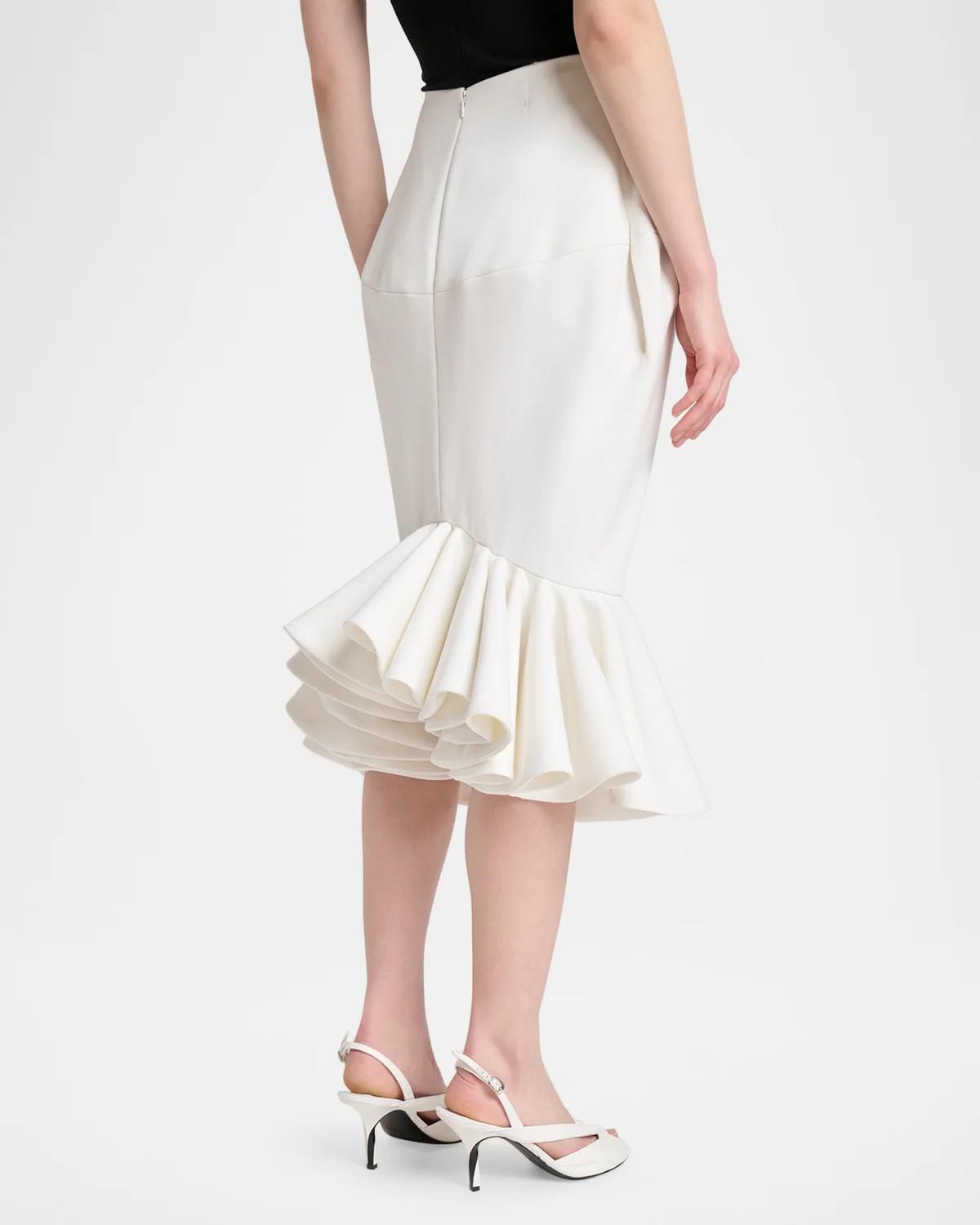 The Palmier Sculpted Ruffle Midi Skirt - thumbnail 3