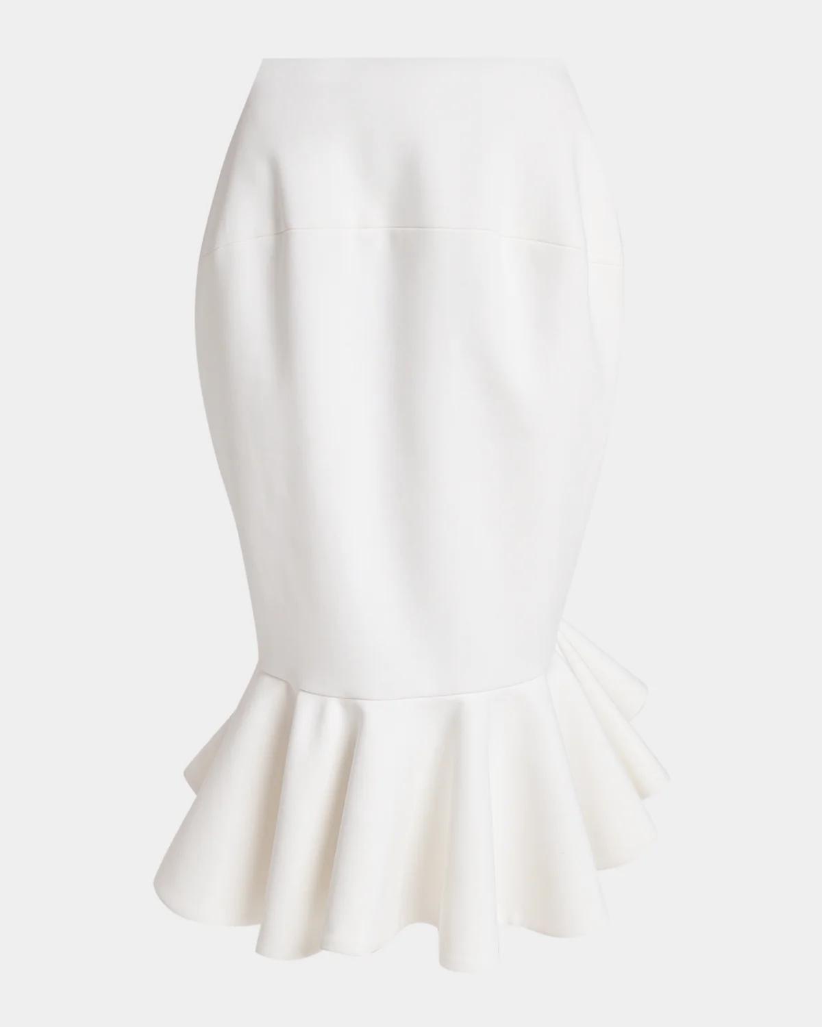 The Palmier Sculpted Ruffle Midi Skirt