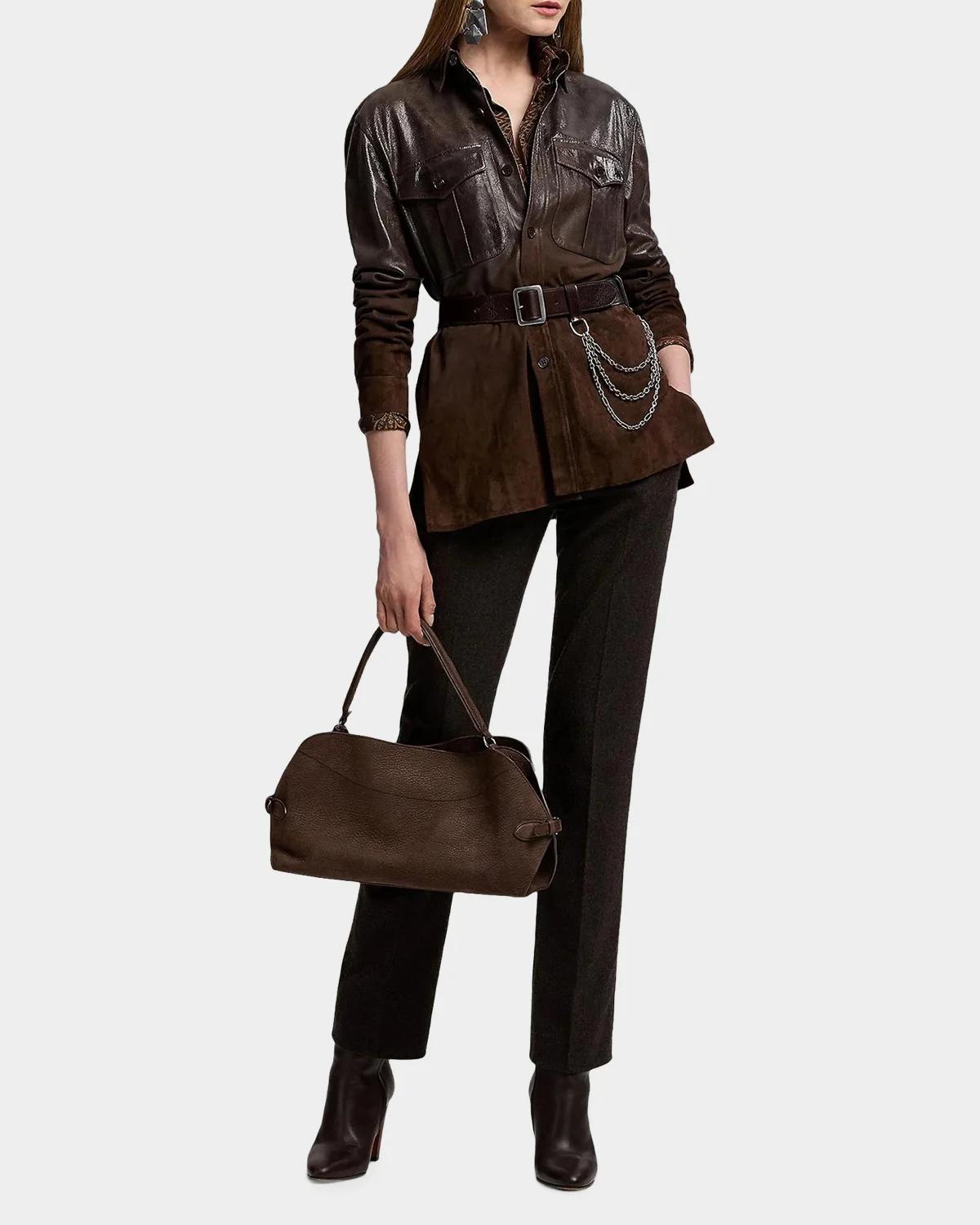 Andrey Wool Herringbone Tapered-Leg Ankle Pants - thumbnail 2