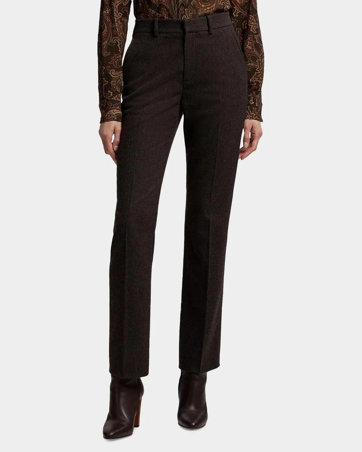 Andrey Wool Herringbone Tapered-Leg Ankle Pants - thumbnail 4
