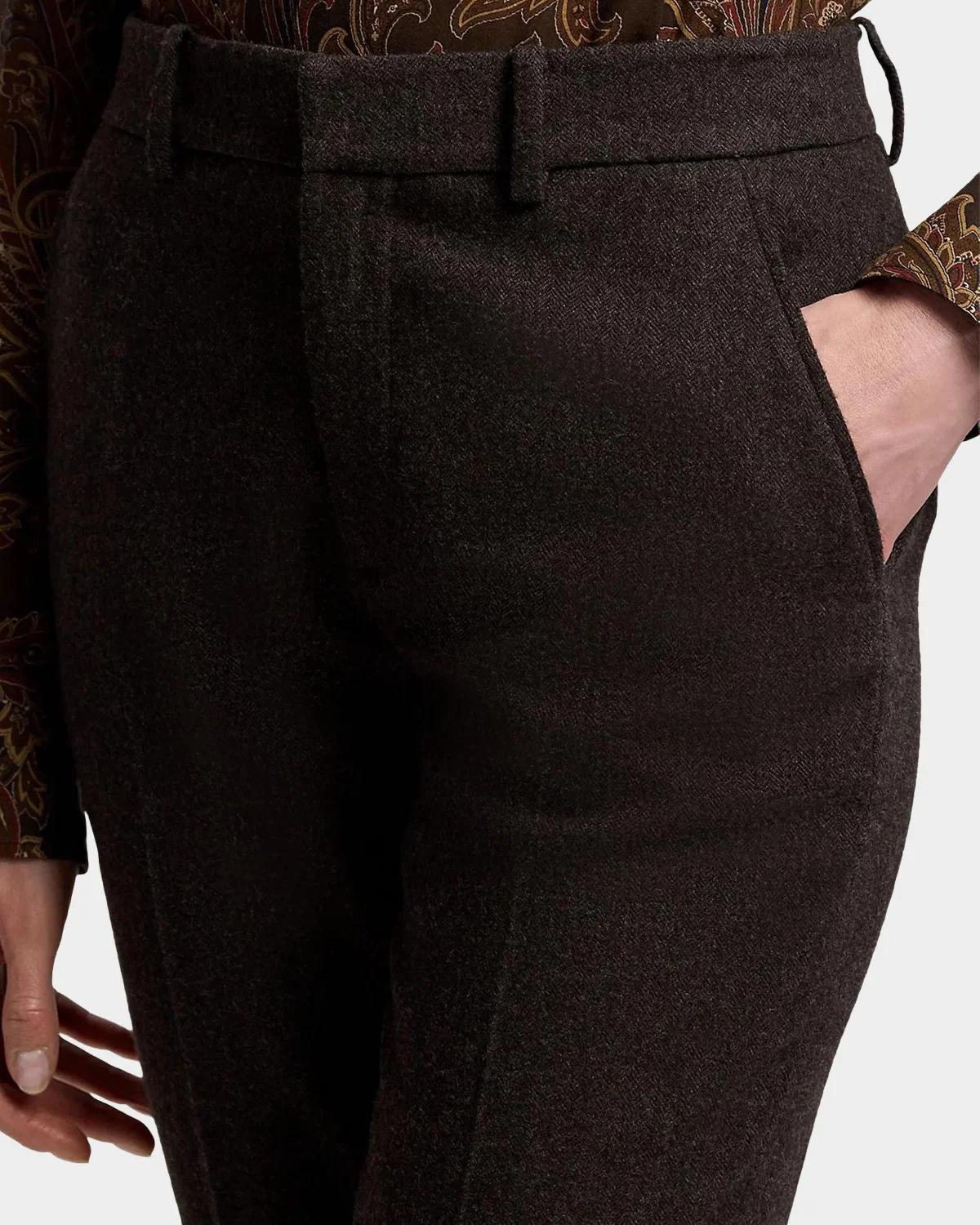 Andrey Wool Herringbone Tapered-Leg Ankle Pants - thumbnail 6