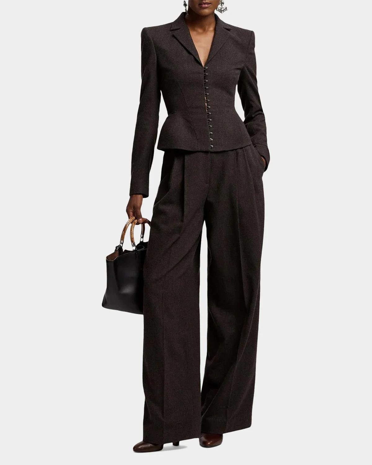 Joleene Wool Herringbone Structured Jacket - thumbnail 2