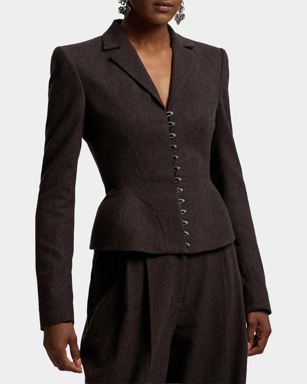 Joleene Wool Herringbone Structured Jacket - thumbnail 4