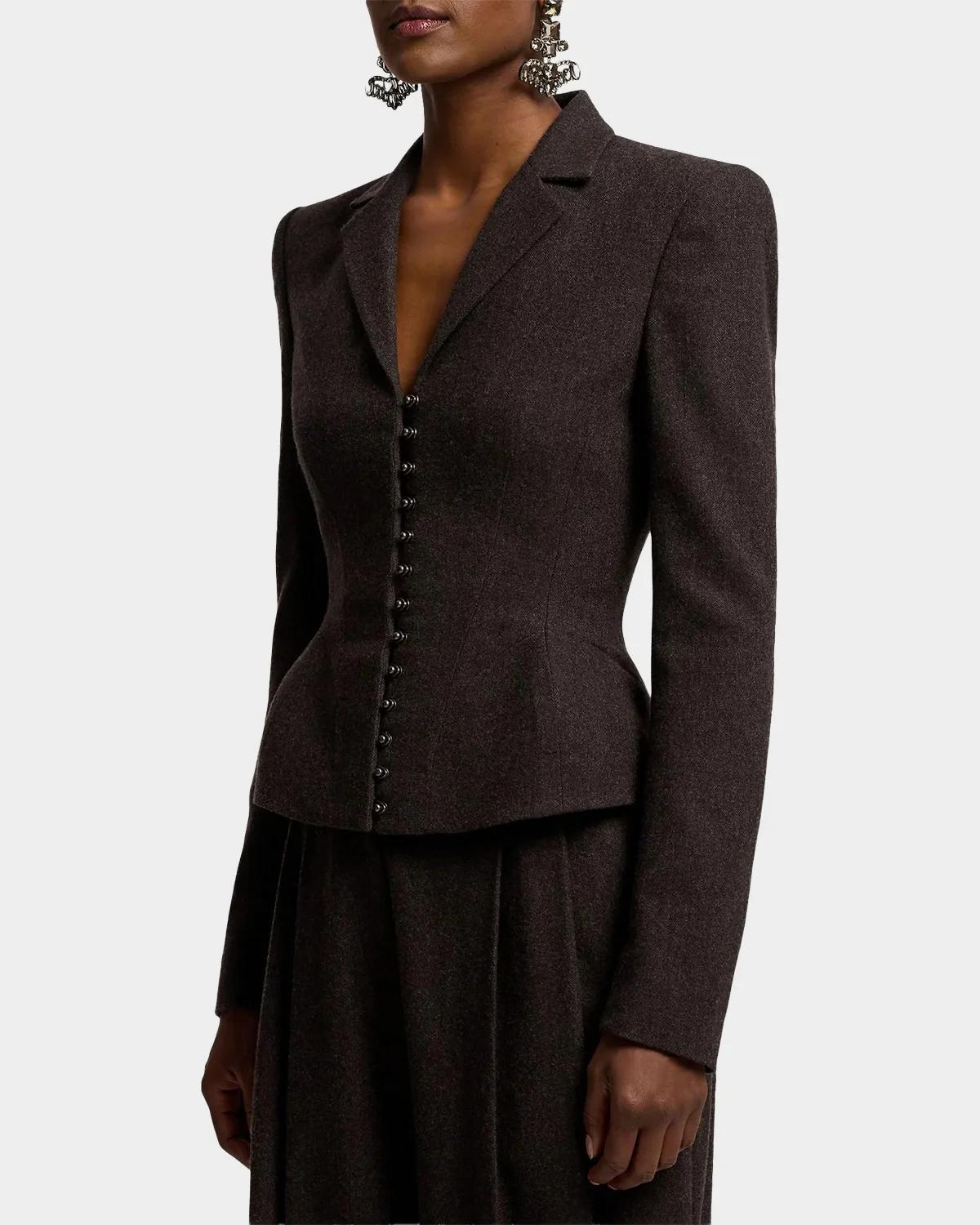 Joleene Wool Herringbone Structured Jacket - thumbnail 5
