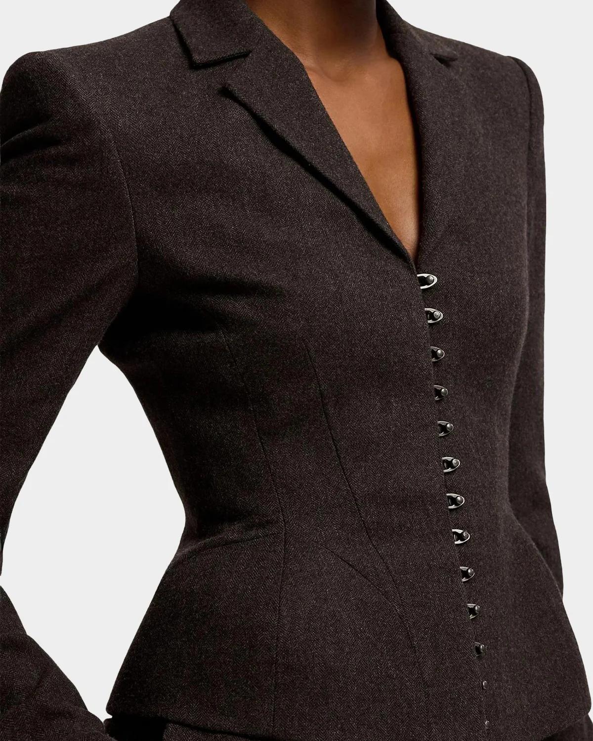 Joleene Wool Herringbone Structured Jacket - thumbnail 6