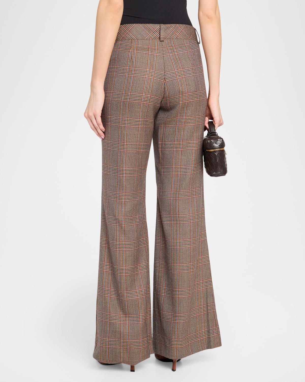 Glen Plaid Wool Flared Trousers - thumbnail 3