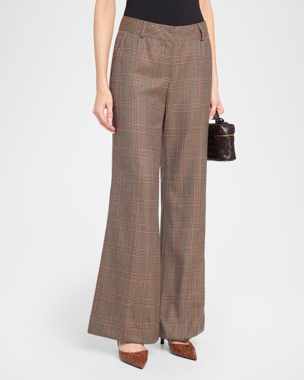 Glen Plaid Wool Flared Trousers - thumbnail 4