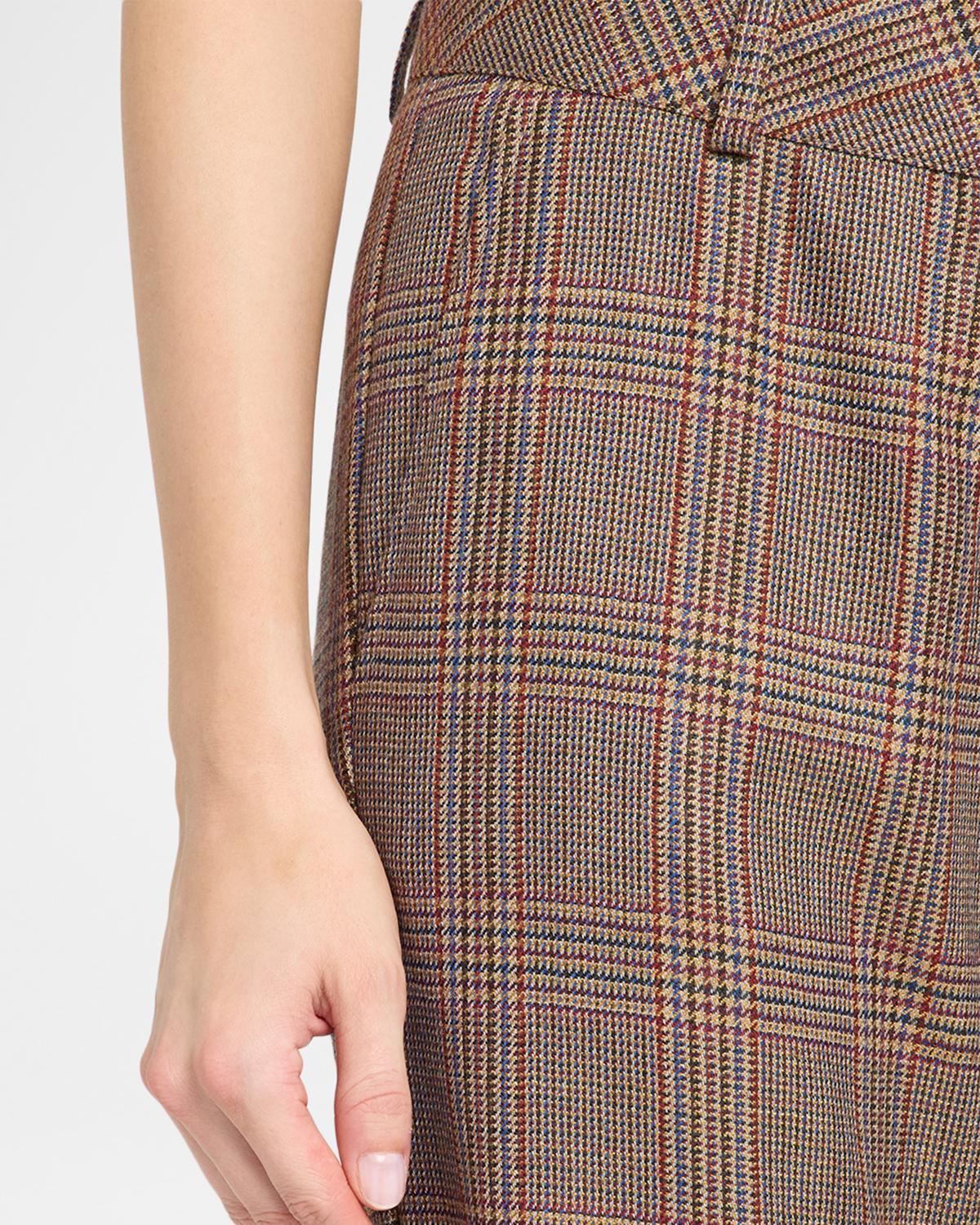 Glen Plaid Wool Flared Trousers - thumbnail 5