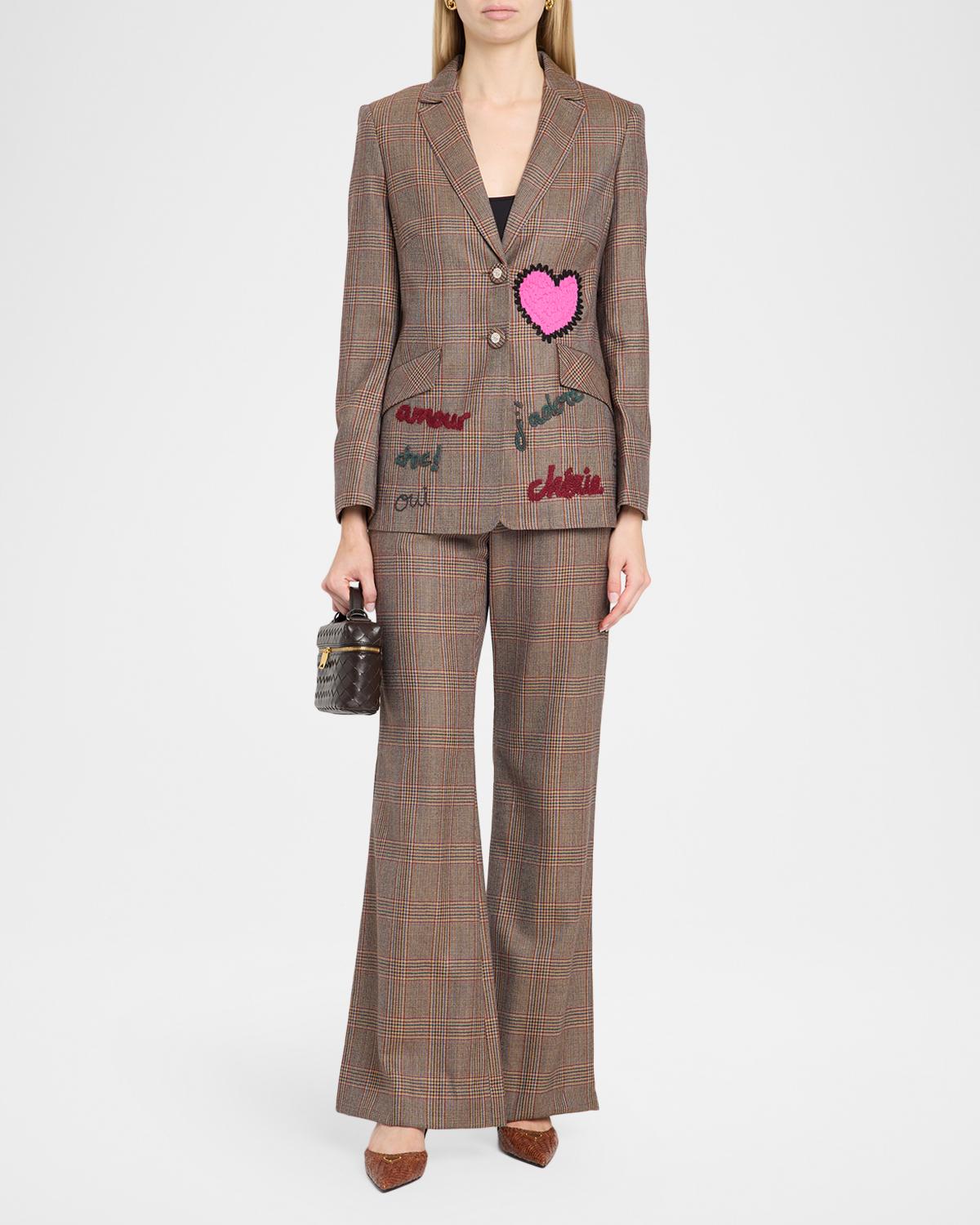 Embroidered Glen Plaid Single-Breasted Jacket - thumbnail 2