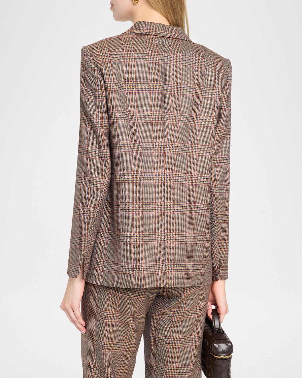 Embroidered Glen Plaid Single-Breasted Jacket - thumbnail 3
