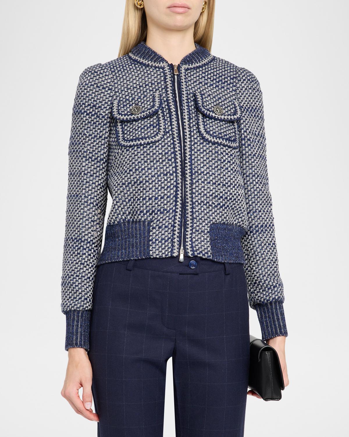 Metallic Tweed Bomber Jacket - thumbnail 4