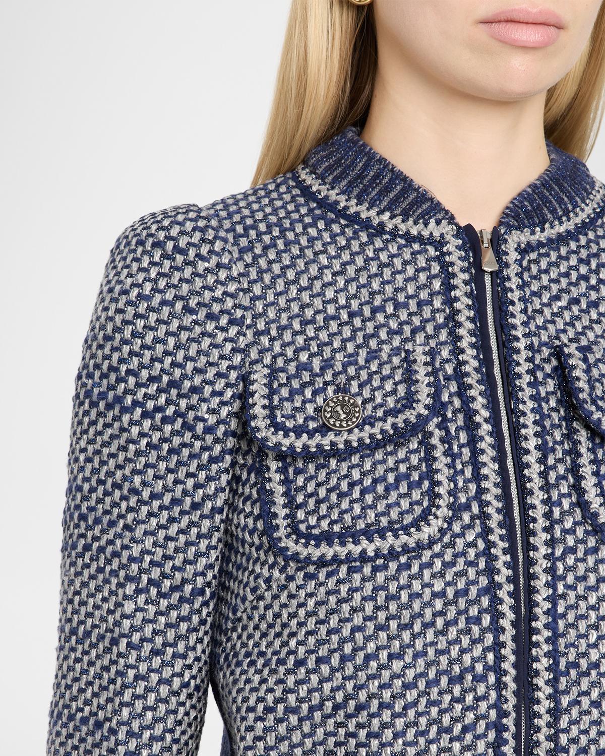 Metallic Tweed Bomber Jacket - thumbnail 5