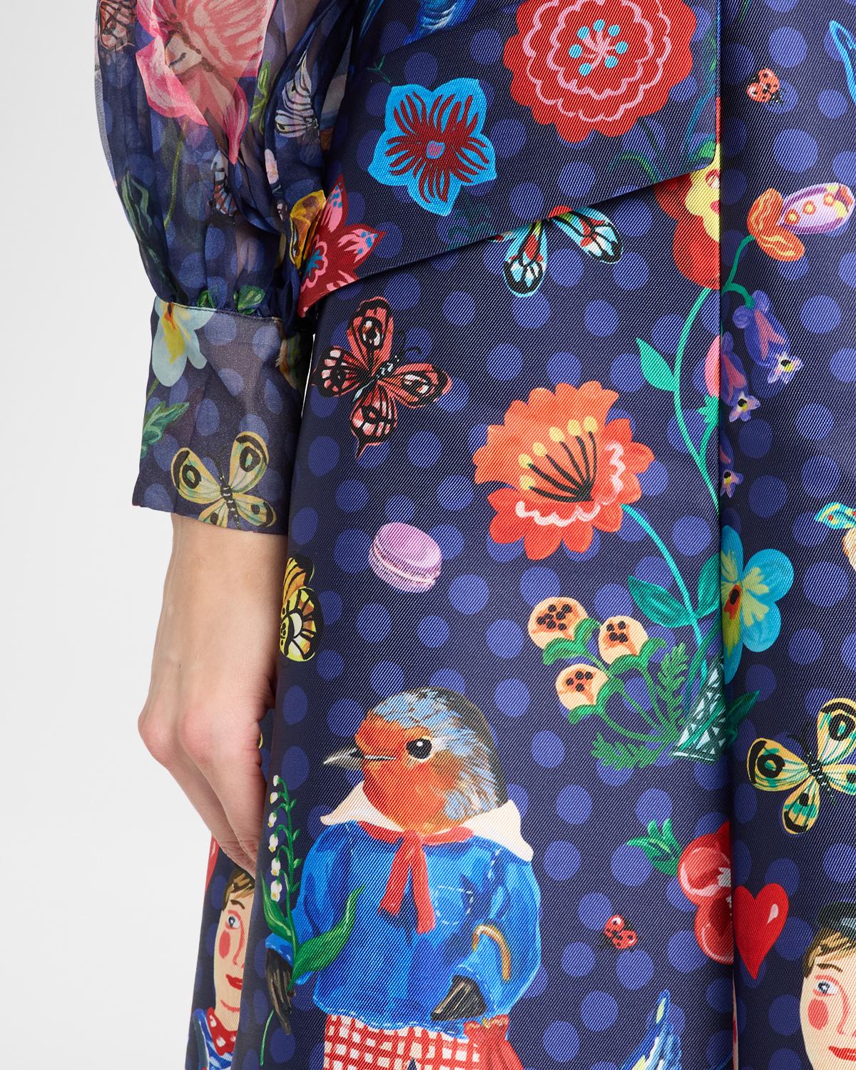 Printed Micado Satin Midi Skirt - thumbnail 5