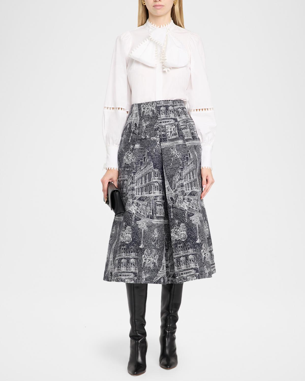 RicRac Scarf-Neck Cotton Poplin Button-Down Blouse - thumbnail 2
