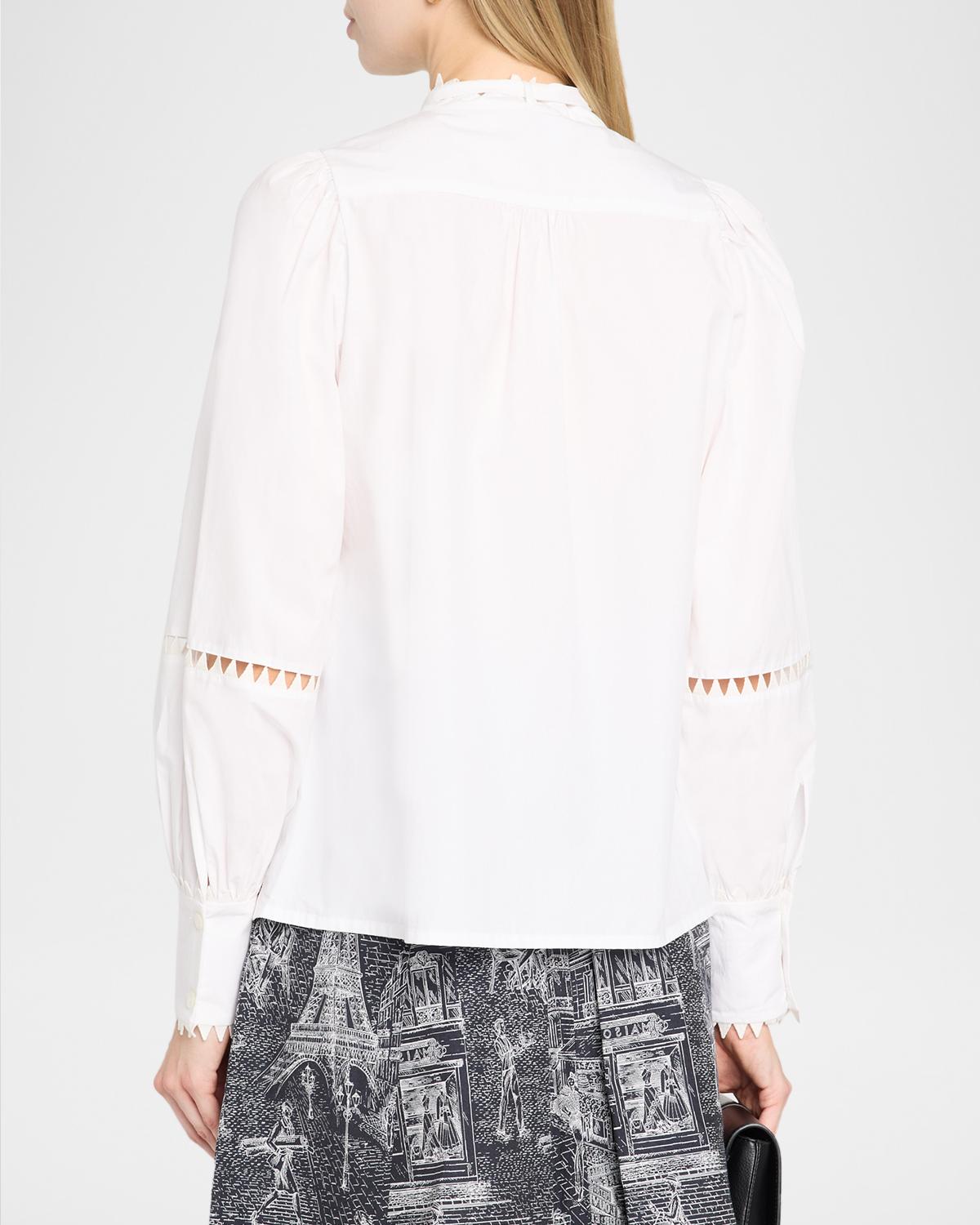 RicRac Scarf-Neck Cotton Poplin Button-Down Blouse - thumbnail 3
