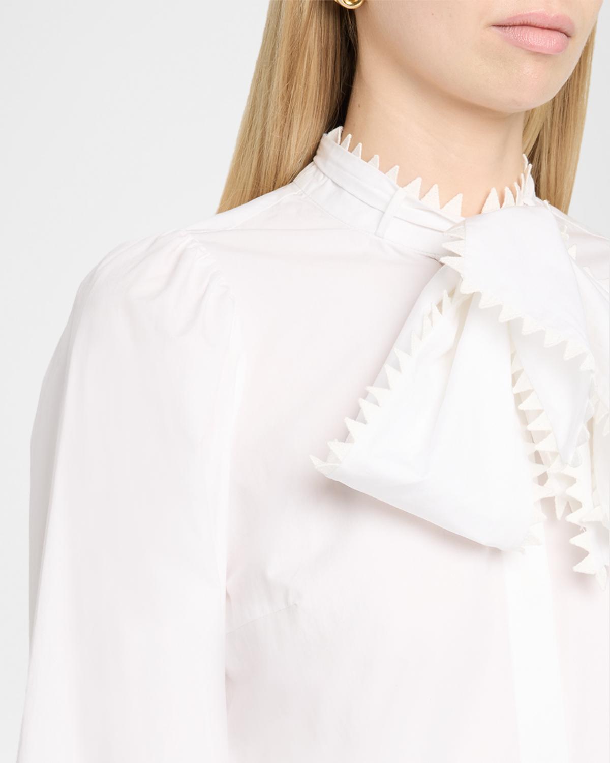 RicRac Scarf-Neck Cotton Poplin Button-Down Blouse - thumbnail 5