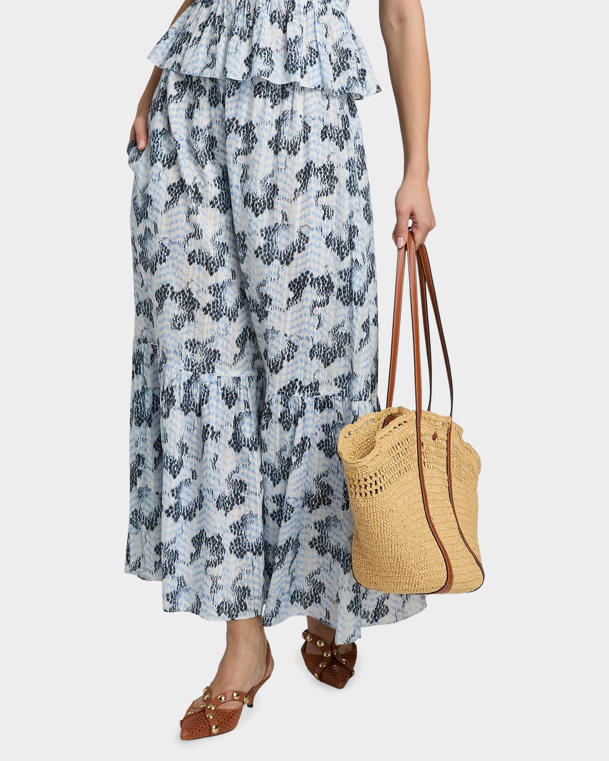 Olina Printed Cotton A-Line Maxi Skirt - thumbnail 4