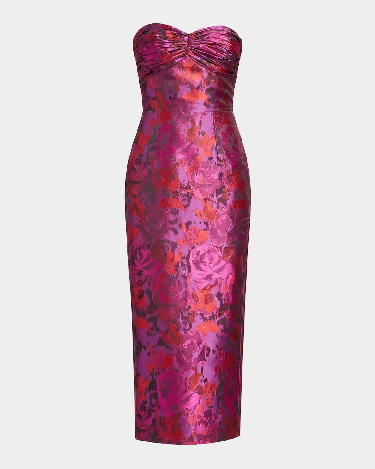 Dalia Strapless Floral-Print Midi Dress