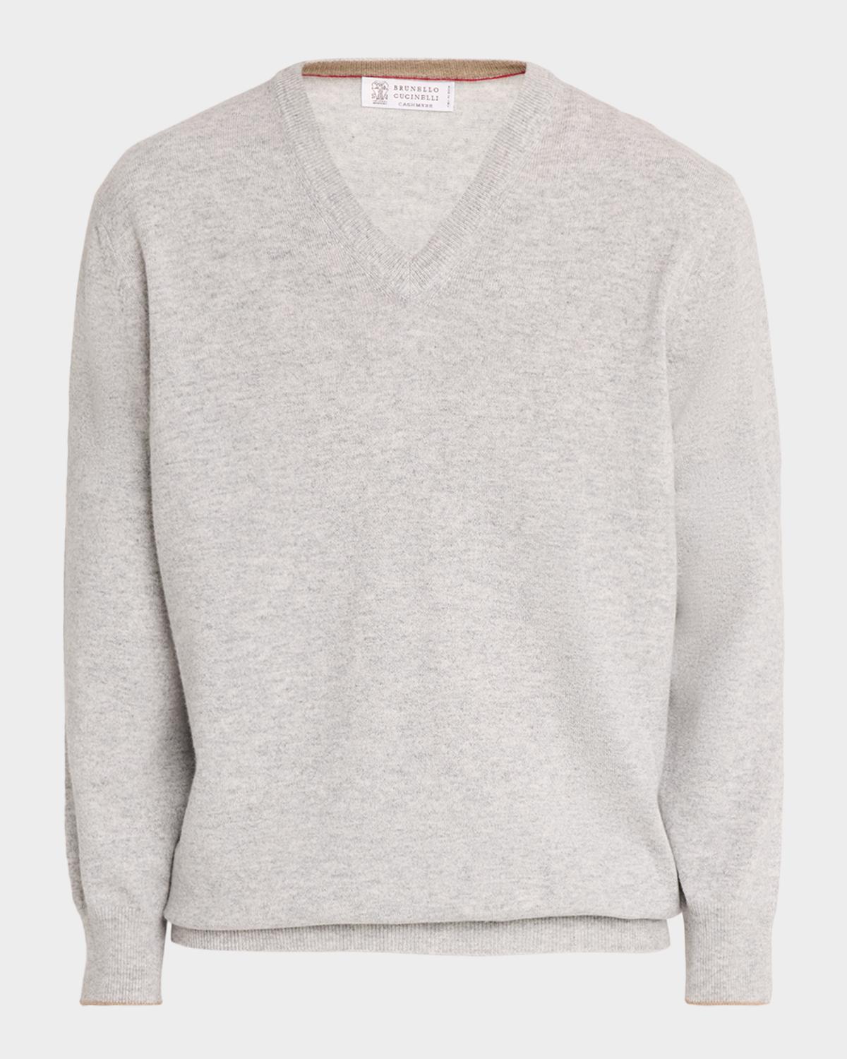 Brunello Cucinelli Men's Cashmere V-Neck Sweater | Neiman Marcus