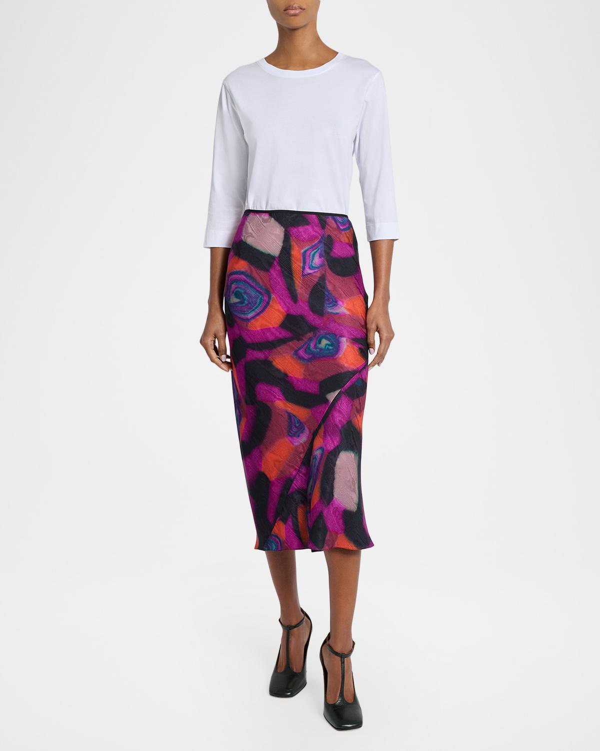 Marbled Clay Printed Twill Midi Skirt - thumbnail 2