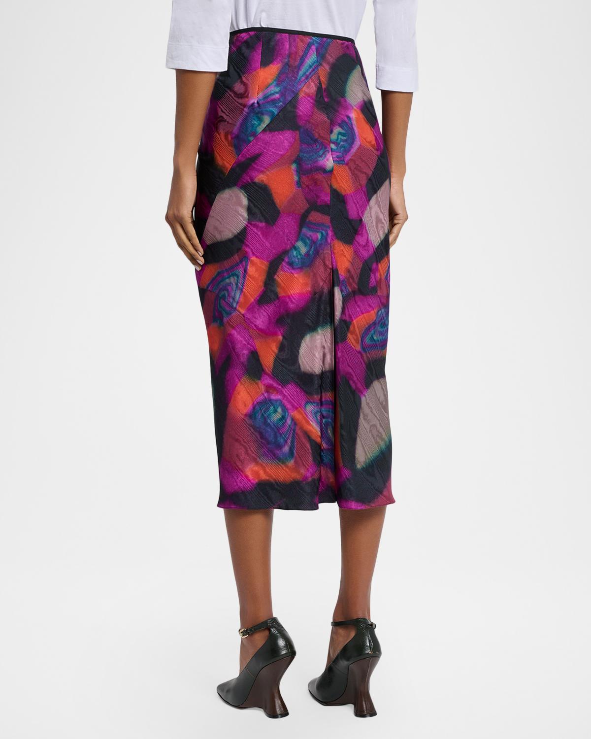 Marbled Clay Printed Twill Midi Skirt - thumbnail 3
