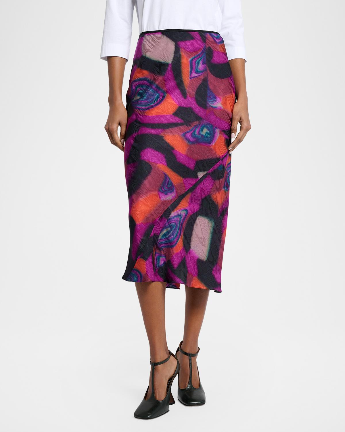 Marbled Clay Printed Twill Midi Skirt - thumbnail 4