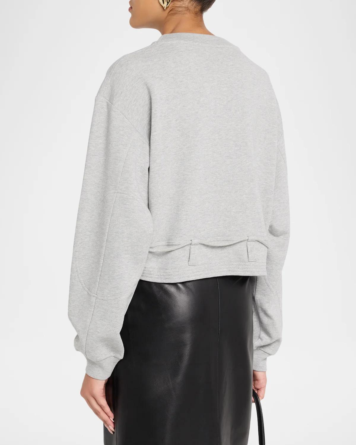 Belted Crop Crewneck Sweatshirt - thumbnail 3