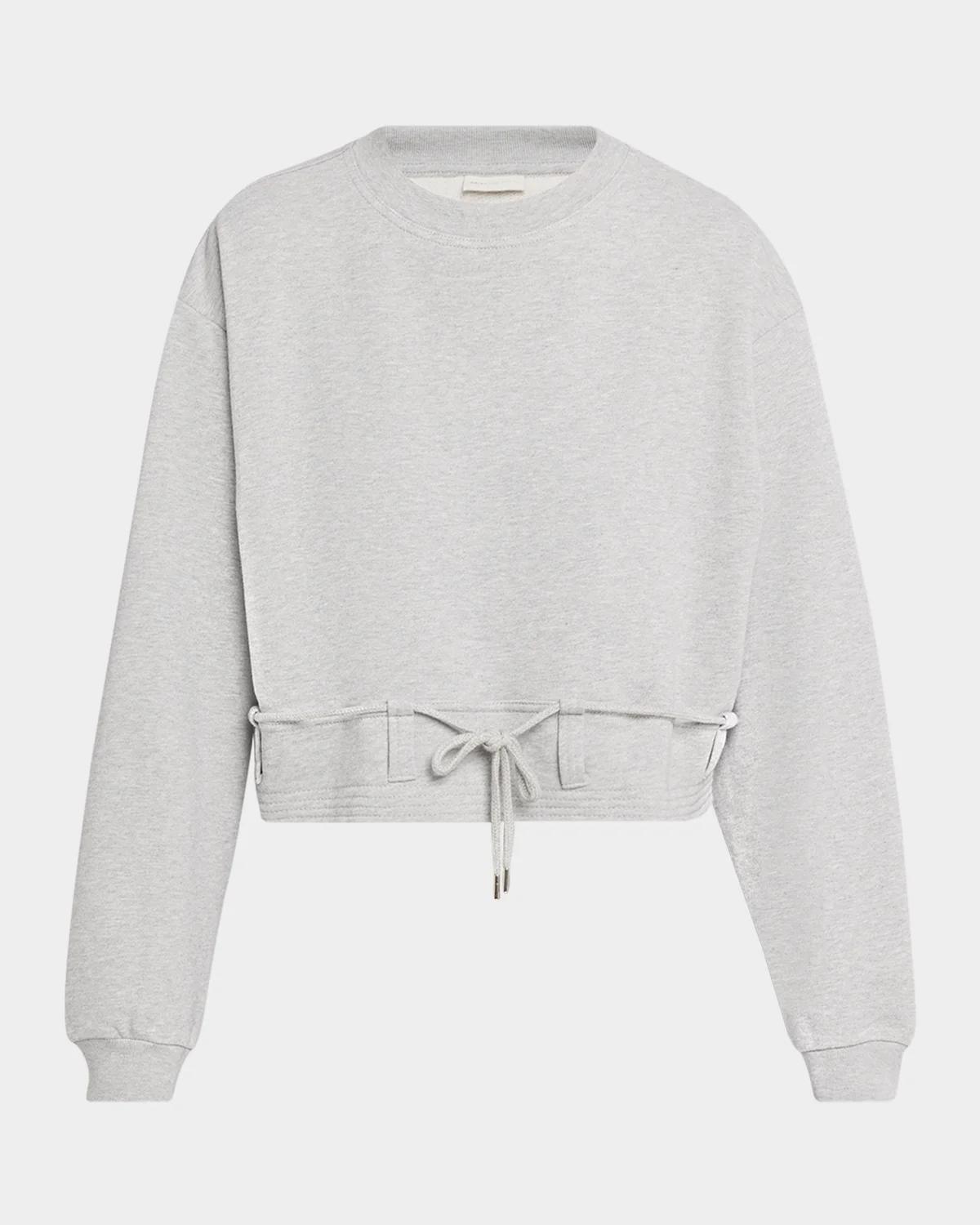 Belted Crop Crewneck Sweatshirt