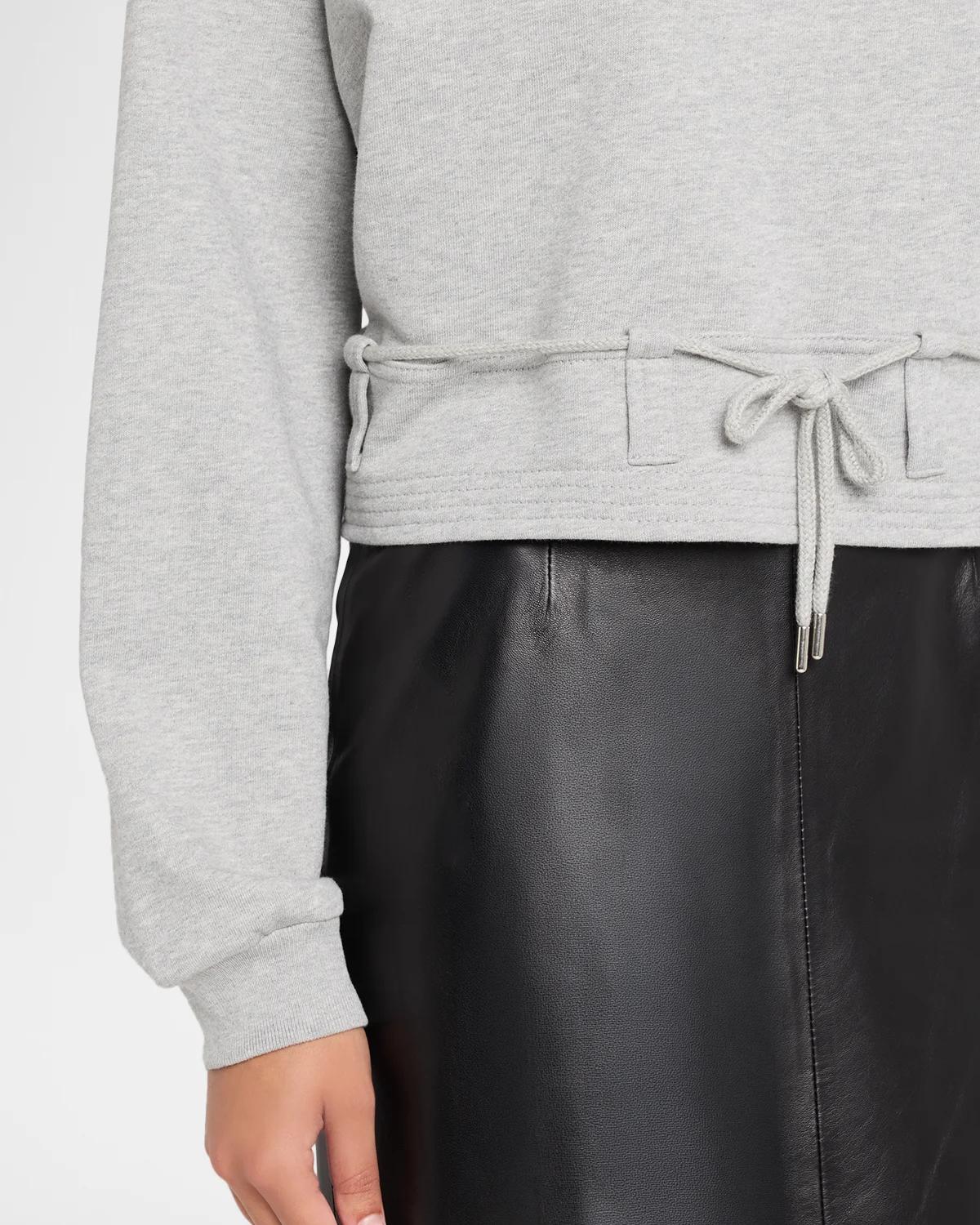 Belted Crop Crewneck Sweatshirt - thumbnail 5